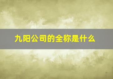 九阳公司的全称是什么