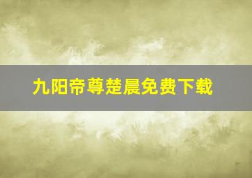 九阳帝尊楚晨免费下载