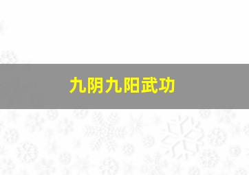 九阴九阳武功