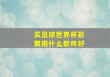 买足球世界杯彩票用什么软件好