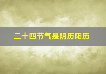 二十四节气是阴历阳历