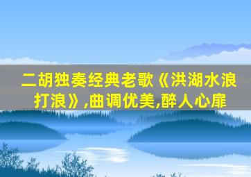 二胡独奏经典老歌《洪湖水浪打浪》,曲调优美,醉人心扉