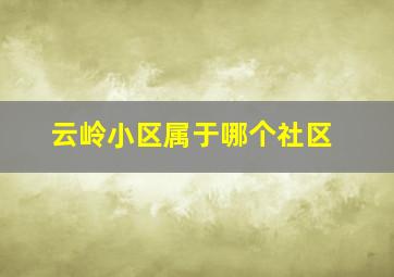 云岭小区属于哪个社区