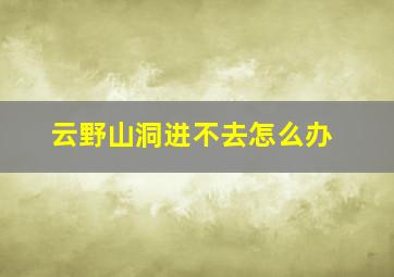 云野山洞进不去怎么办