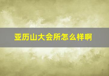 亚历山大会所怎么样啊