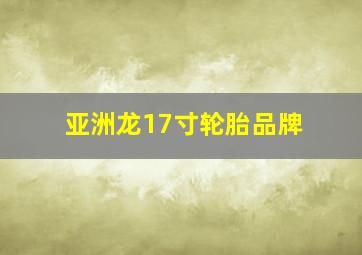 亚洲龙17寸轮胎品牌