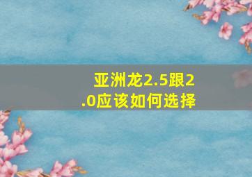 亚洲龙2.5跟2.0应该如何选择