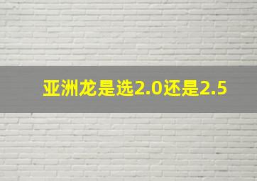 亚洲龙是选2.0还是2.5