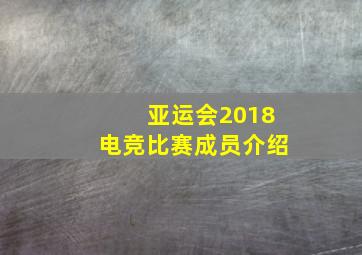 亚运会2018电竞比赛成员介绍