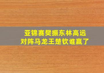 亚锦赛樊振东林高远对阵马龙王楚钦谁赢了