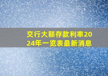 交行大额存款利率2024年一览表最新消息