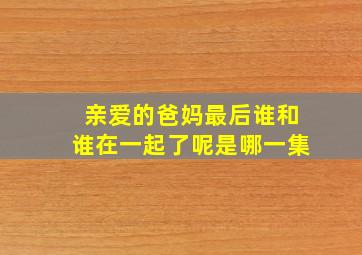 亲爱的爸妈最后谁和谁在一起了呢是哪一集