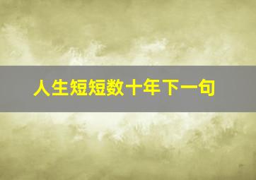 人生短短数十年下一句