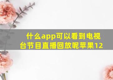 什么app可以看到电视台节目直播回放呢苹果12