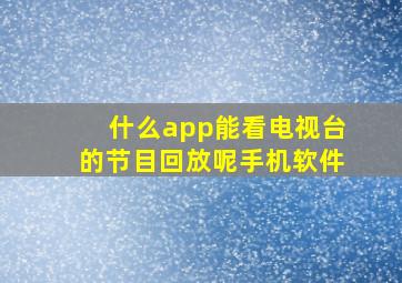 什么app能看电视台的节目回放呢手机软件