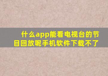 什么app能看电视台的节目回放呢手机软件下载不了