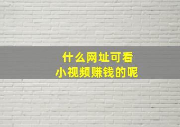 什么网址可看小视频赚钱的呢