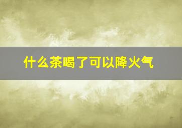 什么茶喝了可以降火气