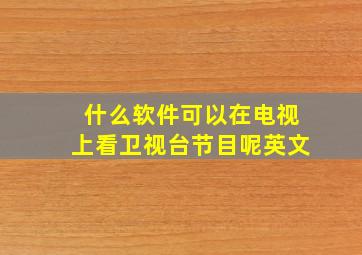 什么软件可以在电视上看卫视台节目呢英文