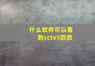 什么软件可以看到cctv5回放