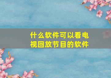 什么软件可以看电视回放节目的软件