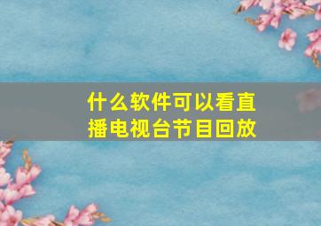 什么软件可以看直播电视台节目回放