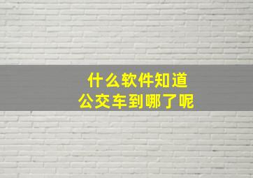 什么软件知道公交车到哪了呢