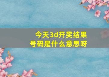 今天3d开奖结果号码是什么意思呀