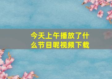 今天上午播放了什么节目呢视频下载