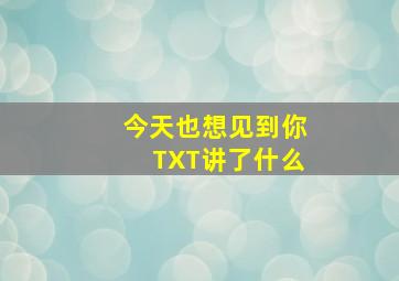 今天也想见到你TXT讲了什么