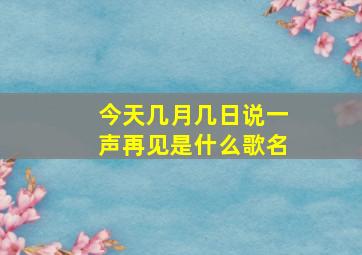 今天几月几日说一声再见是什么歌名