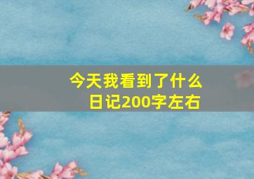 今天我看到了什么日记200字左右