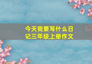 今天我要写什么日记三年级上册作文