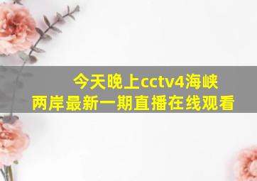 今天晚上cctv4海峡两岸最新一期直播在线观看