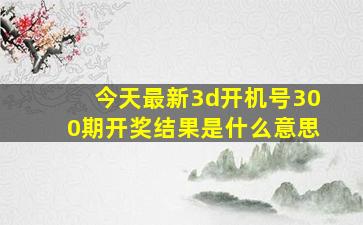 今天最新3d开机号300期开奖结果是什么意思