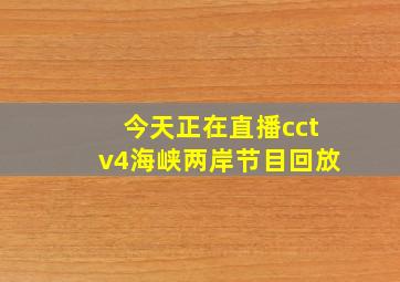 今天正在直播cctv4海峡两岸节目回放