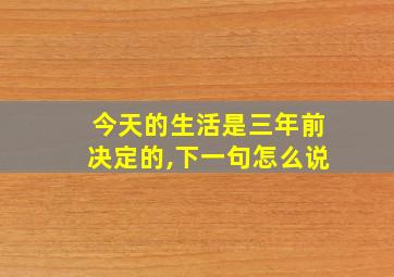 今天的生活是三年前决定的,下一句怎么说