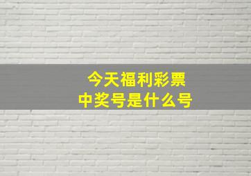 今天福利彩票中奖号是什么号