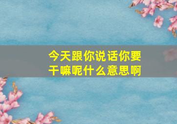 今天跟你说话你要干嘛呢什么意思啊