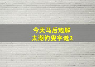 今天马后炮解太湖钓叟字谜2