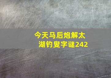 今天马后炮解太湖钓叟字谜242