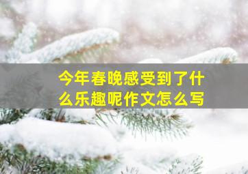 今年春晚感受到了什么乐趣呢作文怎么写