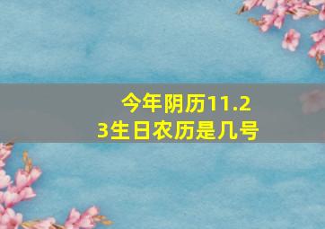 今年阴历11.23生日农历是几号