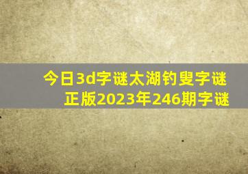 今日3d字谜太湖钓叟字谜正版2023年246期字谜