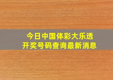 今日中国体彩大乐透开奖号码查询最新消息