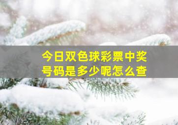 今日双色球彩票中奖号码是多少呢怎么查