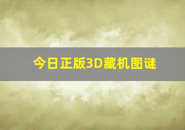 今日正版3D藏机图谜