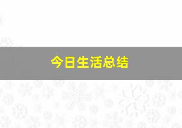 今日生活总结