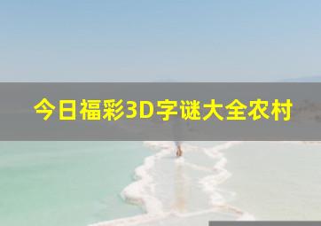 今日福彩3D字谜大全农村