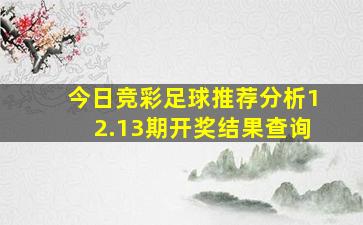 今日竞彩足球推荐分析12.13期开奖结果查询